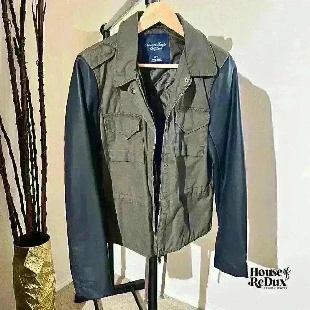 American Eagle Outfitters Quilted Army Green Jacket